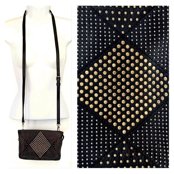 Vince Camuto Black and Gold Studded Clutch - Shoulder Bag! - Picture 1 of 9